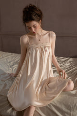 Champagne Petit Ribbon Shirring Silk Mini Slip
