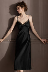 Black Midnight Chantilly Maxi Slip