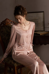 Pink Ribbon Petit Lace Pajama Set
