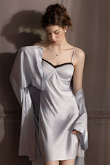 Midnight Lace Bustier Slip & Robe