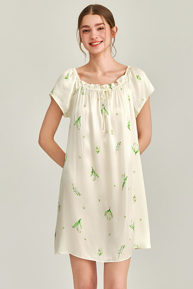 Lily of the Valley Printed Silk Nightdress