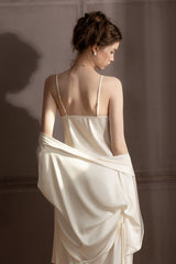 White Midnight Muse Lace Slip & Robe Set