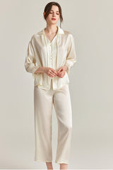 Tie-Neck Silk Pajama Set