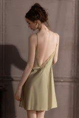 Olive Backless Silk Slip & Robe set