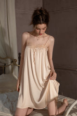 Champagne Petit Ribbon Shirring Silk Mini Slip