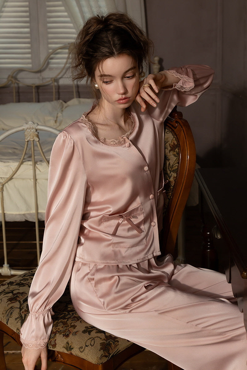 Pink Ribbon Petit Lace Pajama Set