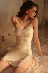 Cream Midnight Cross Lace Silk Slip