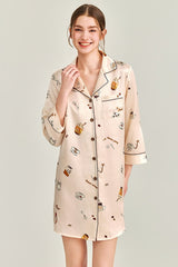 Dessert Time Printed Silk Nightshirt