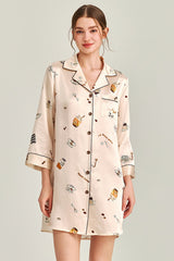 Dessert Time Printed Silk Nightshirt