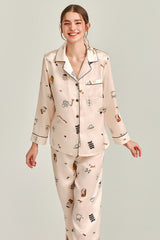 Dessert Time Printed Silk Pajama Set