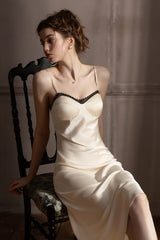 Classic Midnight Lace Silk Maxi Slip