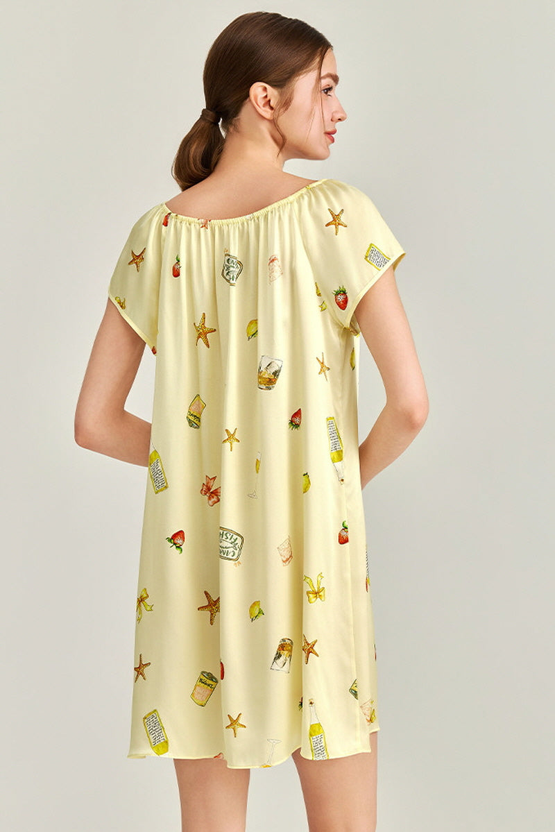 Summer Picnic Print Silk Dress