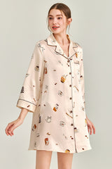 Dessert Time Printed Silk Nightshirt