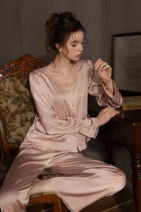 Pink Ribbon Petit Lace Pajama Set