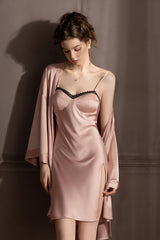 Pink Midnight Lace Bustier Slip & Robe
