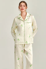 Lily of the Valley Printed Silk Pajama Set