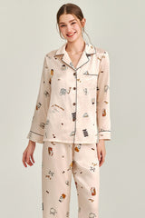 Dessert Time Printed Silk Pajama Set