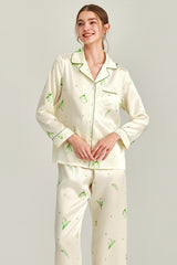 Lily of the Valley Printed Silk Pajama Set