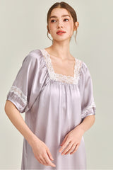 Silk Square Neck Lace Sleepwear
