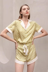 Retro Geo Silk Short Set