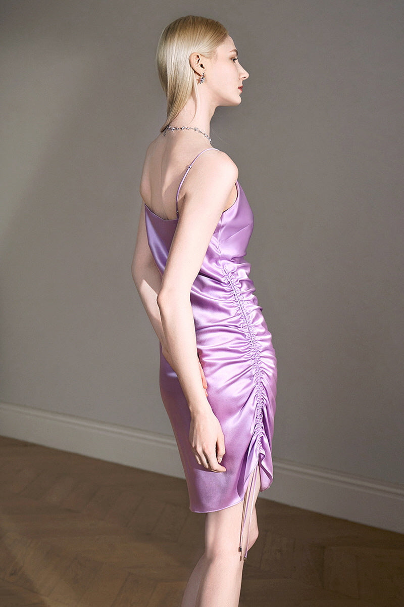 Side-Ruched Silk Slip Nightdress