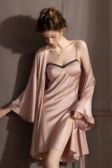 Pink Midnight Lace Bustier Slip & Robe