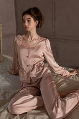 Pink Ribbon Petit Lace Pajama Set