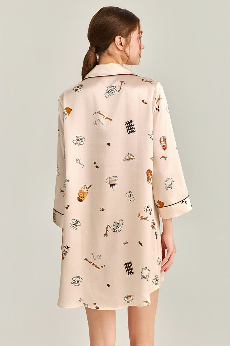 Dessert Time Printed Silk Nightshirt