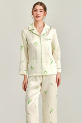 Lily of the Valley Printed Silk Pajama Set