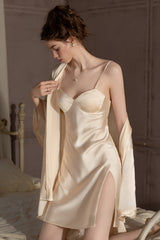 Classic Goddess Bustier Slip & Robe Set