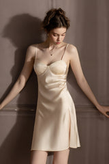 Champagne Goddess Bustier Silk Slip Dress