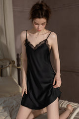 Black Backless Silk Slip & Robe set