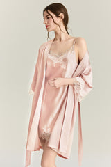 Nocturne Lace Silk Slip & Robe Set
