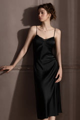 Classic Midnight Lace Silk Maxi Slip