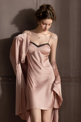 Pink Midnight Lace Bustier Slip & Robe