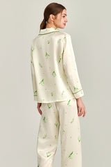 Lily of the Valley Printed Silk Pajama Set
