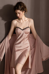 Pink Midnight Lace Bustier Slip & Robe