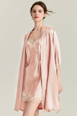 Nocturne Lace Silk Slip & Robe Set