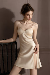 Champagne Goddess Bustier Silk Slip Dress