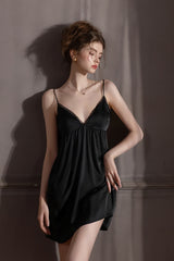 Black Muse Flowy Lace Silk Slip