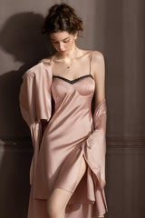 Pink Midnight Lace Bustier Slip & Robe