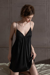 Black Muse Flowy Lace Silk Slip