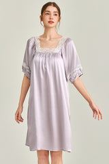 Silk Square Neck Lace Sleepwear