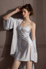 Blue Goddess Bustier Slip & Robe Set