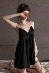 Black Muse Flowy Lace Silk Slip