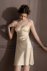 Champagne Goddess Bustier Silk Slip Dress