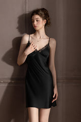 Black Midnight Muse Lace Slip & Robe Set