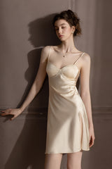 Champagne Goddess Bustier Silk Slip Dress