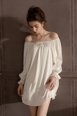 Classic Off-shoulder Silk Nightdress