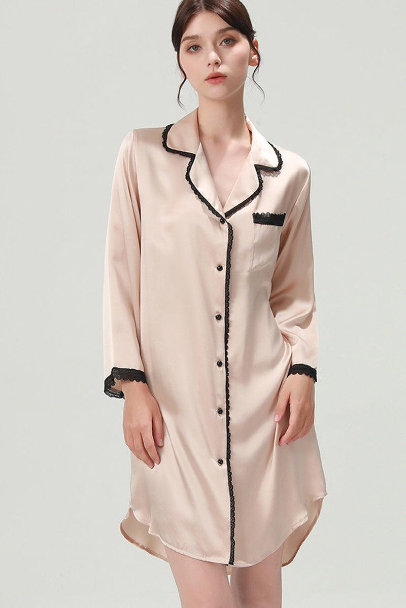 Silk Notched Collar Sleep Shirt